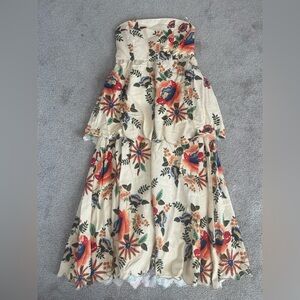 Christian Lacroix Linen Blend Floral Garden Printed Midi Dress